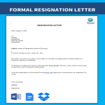 template topic preview image Letter of Resignation Board Of Directors Sample