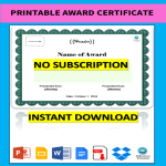 Printable Award Certificate gratis en premium templates