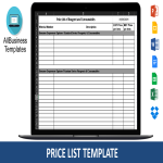 Consumables Price List Template gratis en premium templates