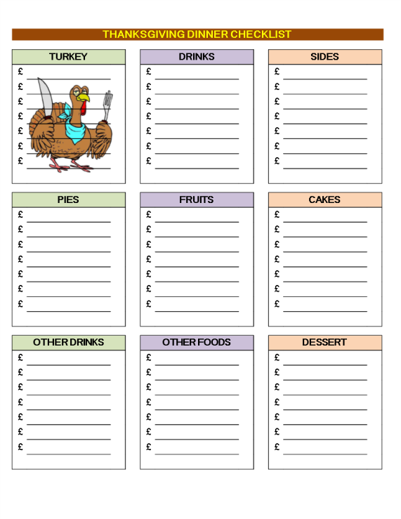 template topic preview image Thanksgiving Dinner Checklist