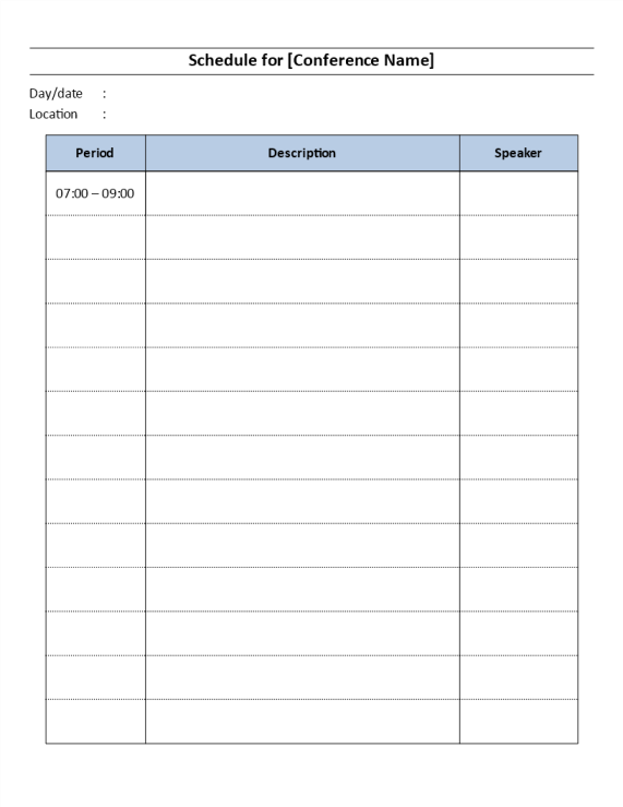 template topic preview image Conference schedule template