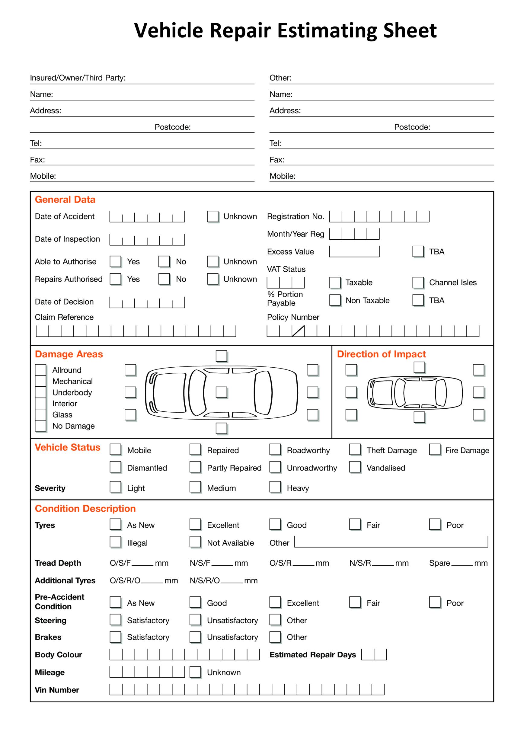 template topic preview image Car repair estimate