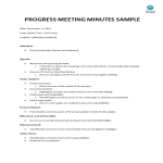 Progress Meeting Minutes Sample gratis en premium templates