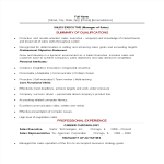 template topic preview image Sales Executive Job Resume Sample