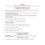 Sales Executive Job Resume Sample gratis en premium templates