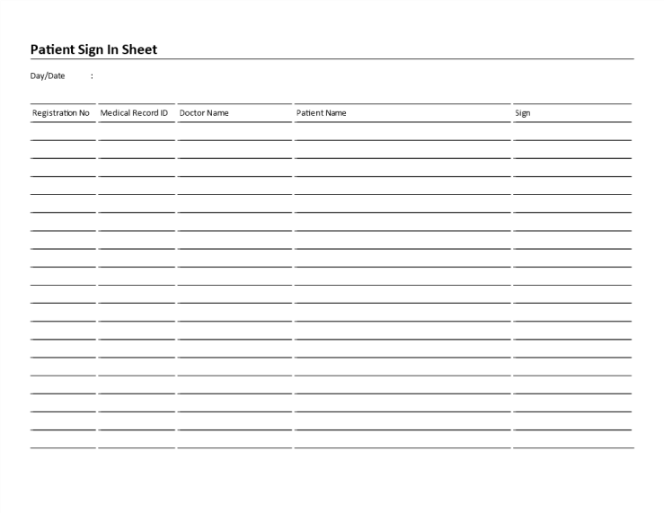 Patient Sign In Sheet landscape gratis en premium templates