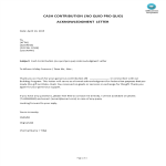 Cash Contribution (no quid pro quo) Acknowledgment Letter Sample gratis en premium templates