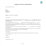 Formal Letter Of Resignation gratis en premium templates