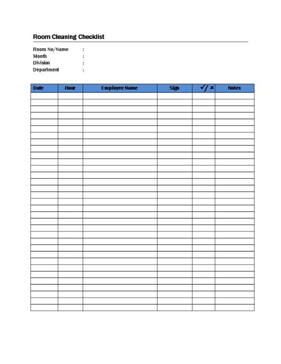 template preview imageRoom Cleaning Checklist