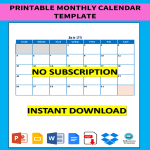 template topic preview image Printable Calendar Monthly template