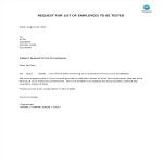 image Request for list of employees to be tested