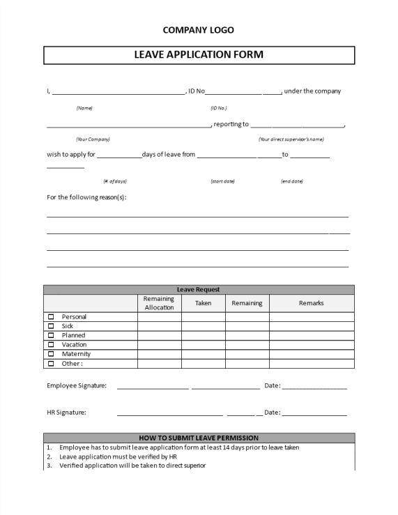 Vorschaubild der VorlageLeave Application Form template