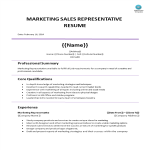 Marketing Sales Representative Resume gratis en premium templates