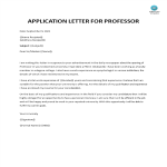 Application Letter for Professor gratis en premium templates