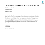 Rental Application Reference Letter gratis en premium templates