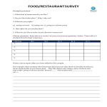 template topic preview image Sample Restaurant Survey Questionnaire