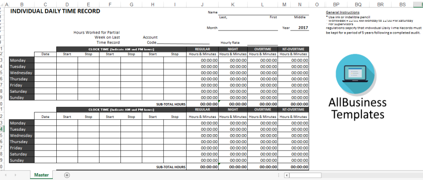 template preview imageWorking hours Timesheet Template