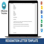 Resignation Letter for Project to Boss gratis en premium templates