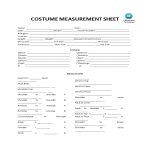 Costume Measurement Sheet gratis en premium templates