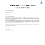 Acceptance Wedding Maid Of Honor Letter gratis en premium templates