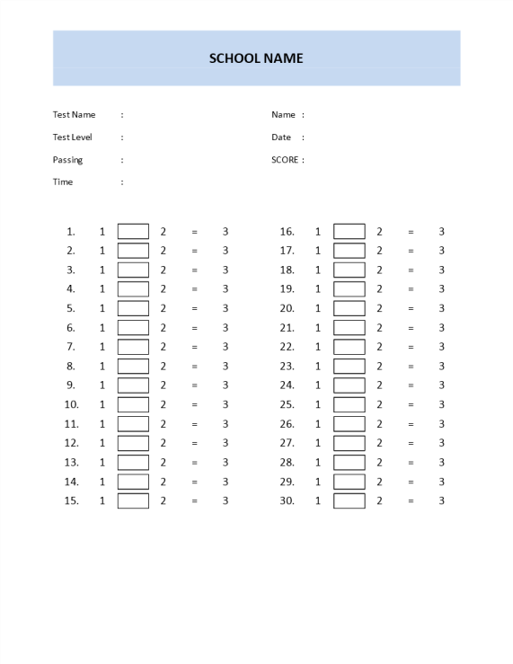 template topic preview image Math Questionnaire Template