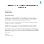 Confirmation Of Resignation Letter gratis en premium templates
