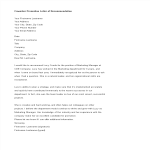 Coworker Promotion Letter of Recommendation gratis en premium templates