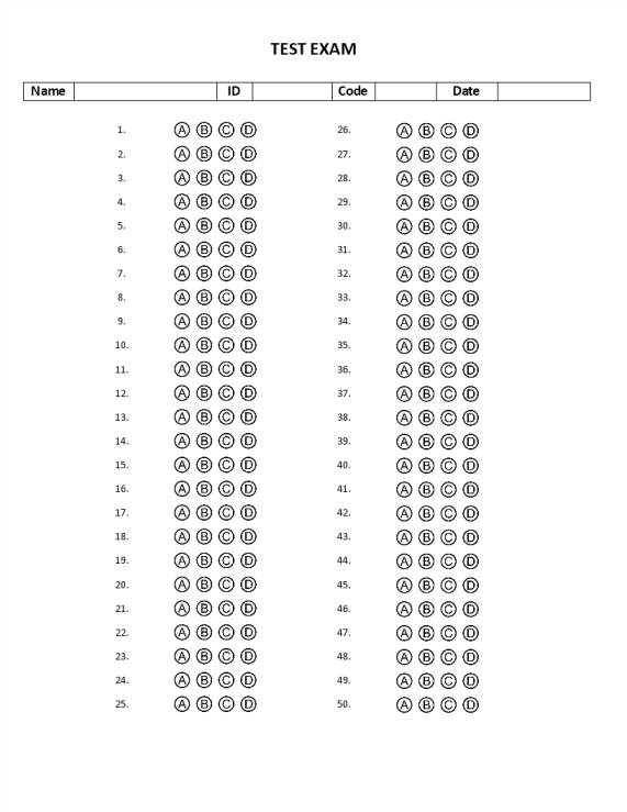 template topic preview image Multiple Choice Student Exam Template