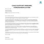 template preview imageChild support arrears forgiveness letter