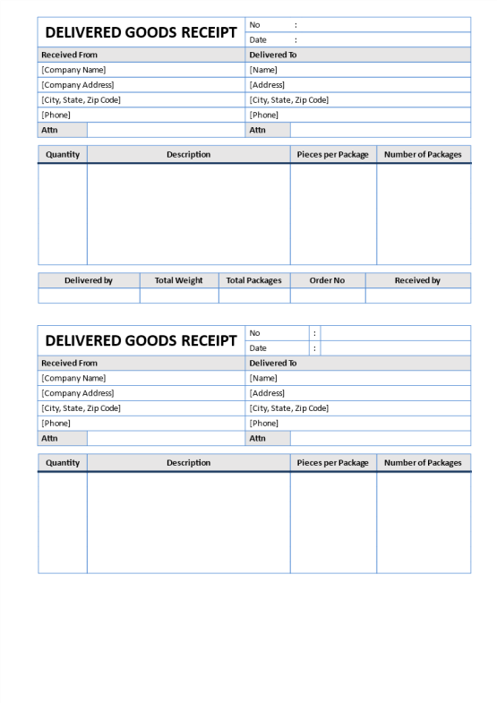 Goods Delivered Receipt gratis en premium templates