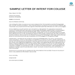 template topic preview image Letter Of Interest For College