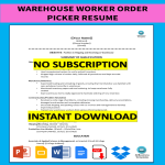 template topic preview image Warehouse Worker Order Picker Resume