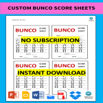 template topic preview image Custom Bunco Score Sheets