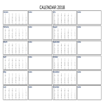 template topic preview image 2018 Kalender Excel Template A3 met notities