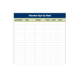 Volunteer Sign-up Sheet in Excel gratis en premium templates