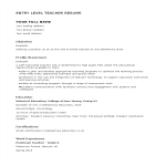 Entry Level Teacher Resume gratis en premium templates