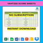 Yahtzee Score Sheets in excel gratis en premium templates