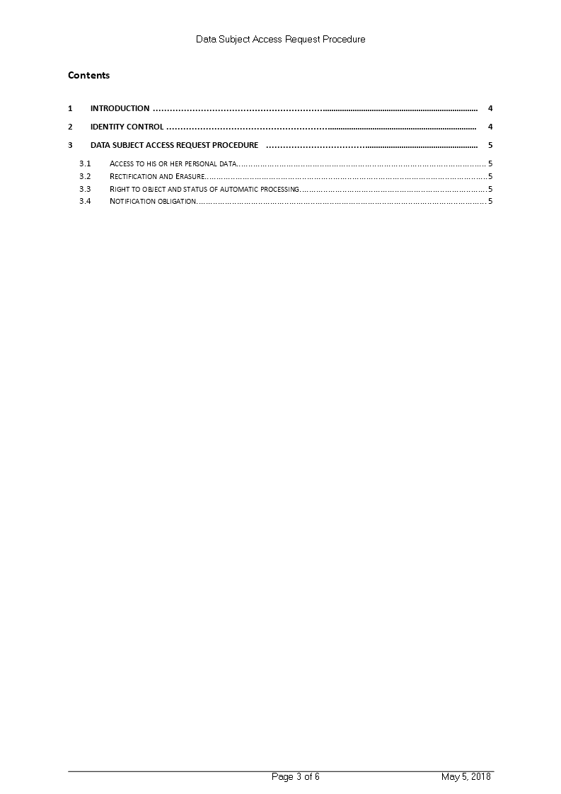 GDPR Data Subject Access Request Procedure 模板