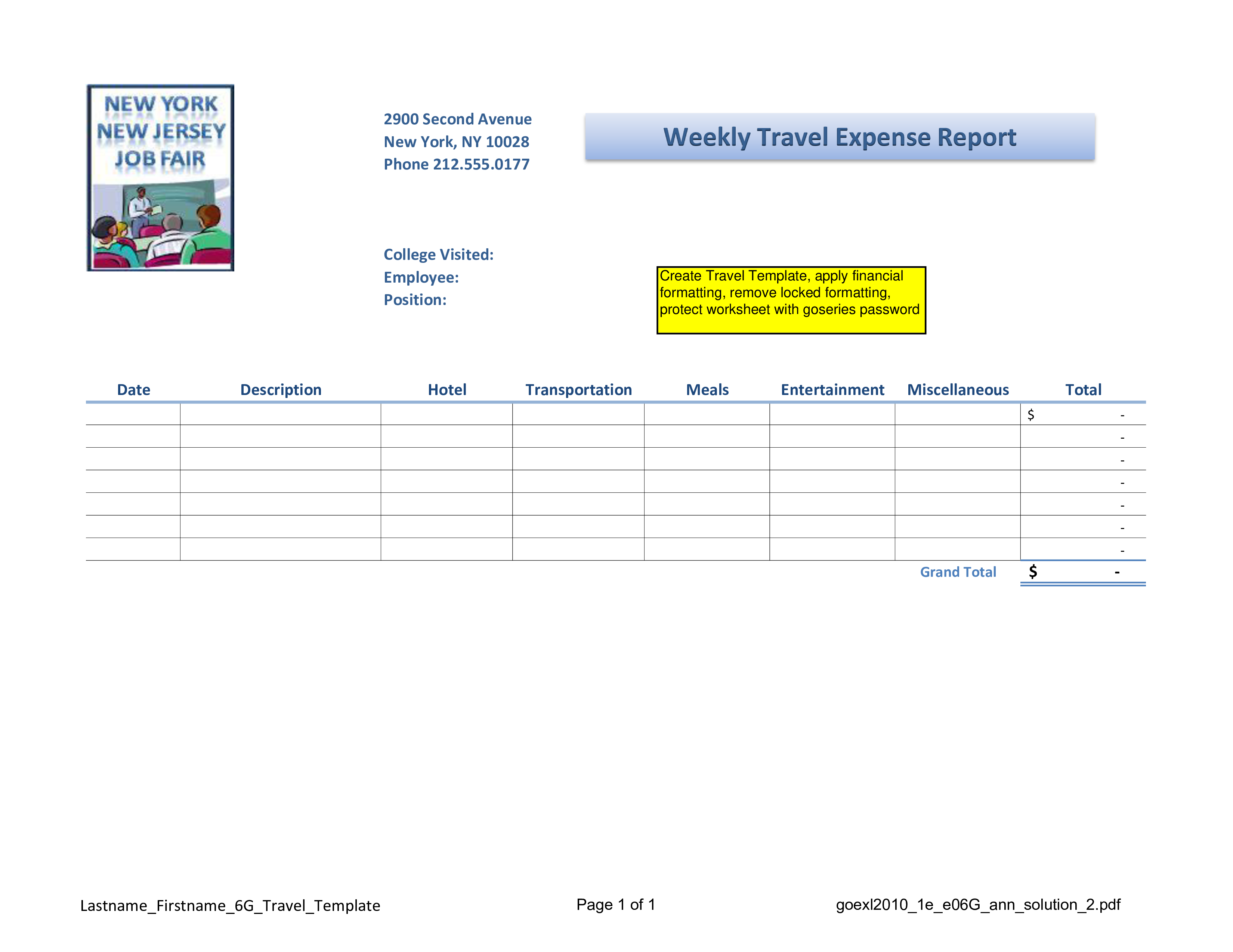 Weekly Travel Expense Report main image