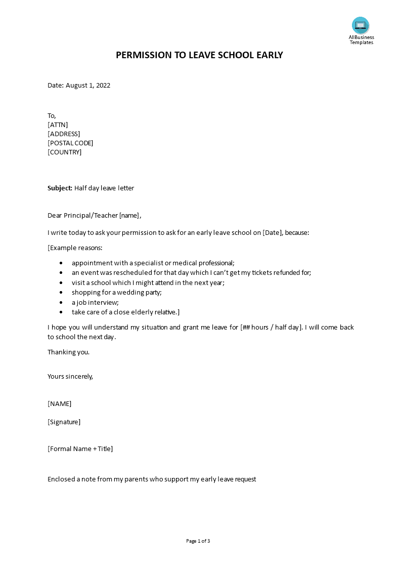 Permission Letter From Parents To Teacher from www.allbusinesstemplates.com
