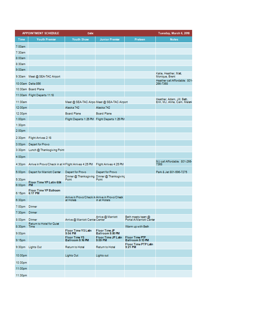 appointment schedule template in excel voorbeeld afbeelding 