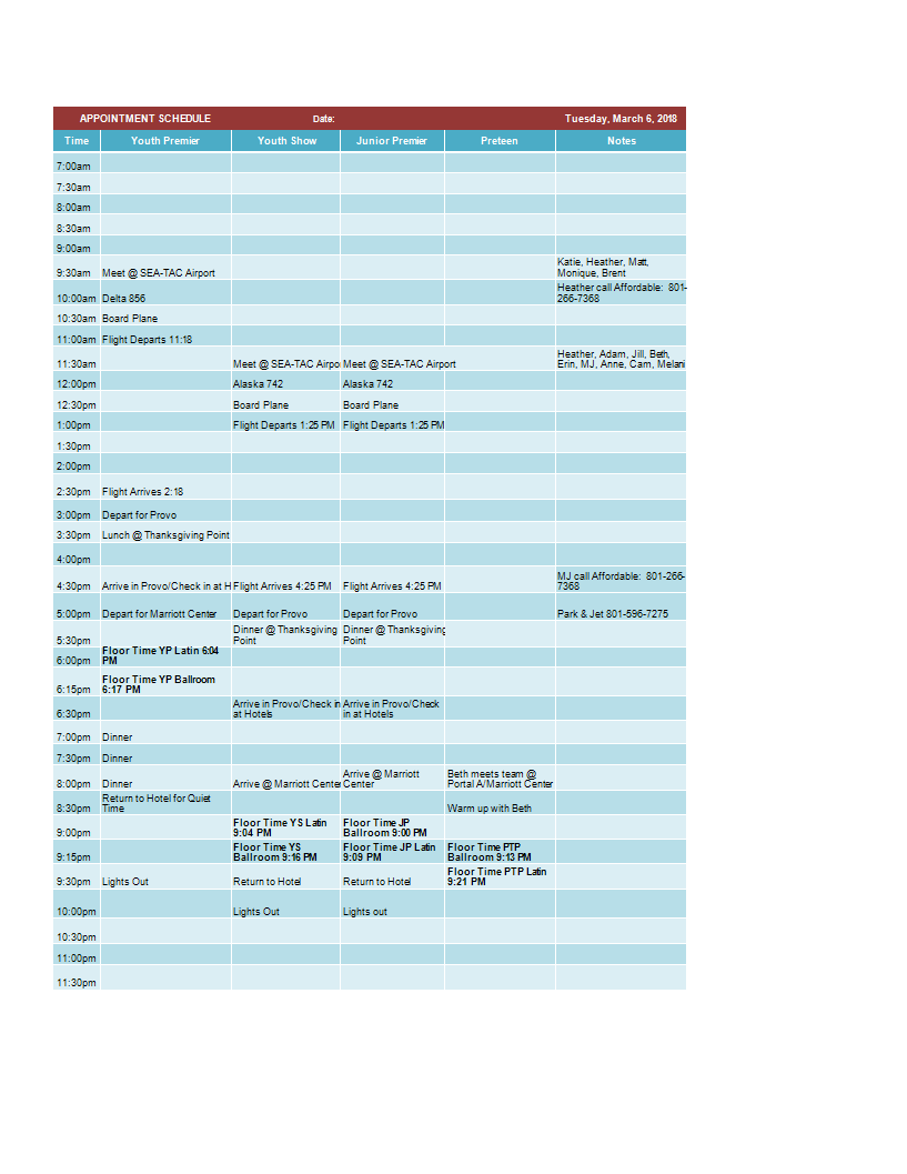 Gratis Appointment Schedule Template In Excel