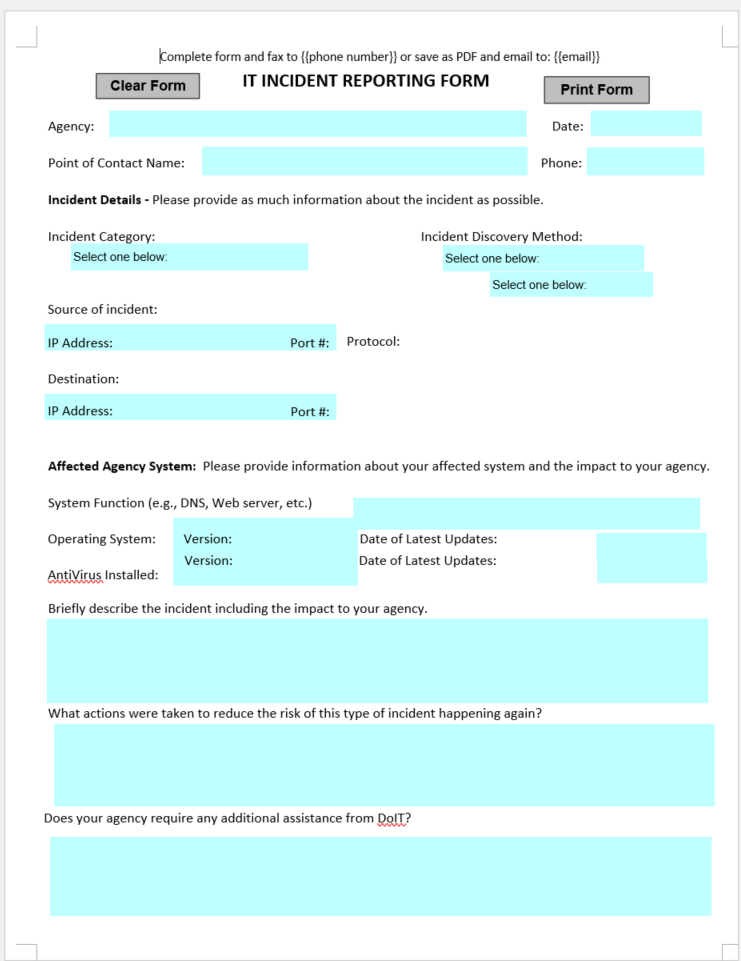it incident template