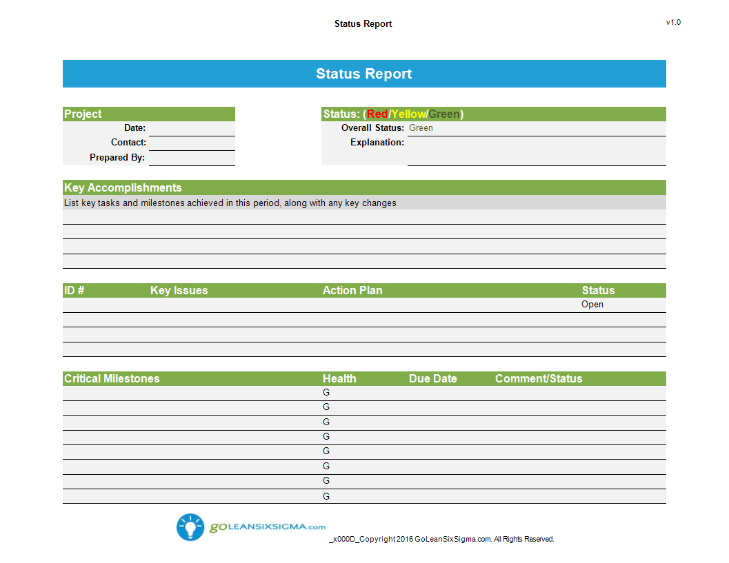 status report template worksheet excel Hauptschablonenbild