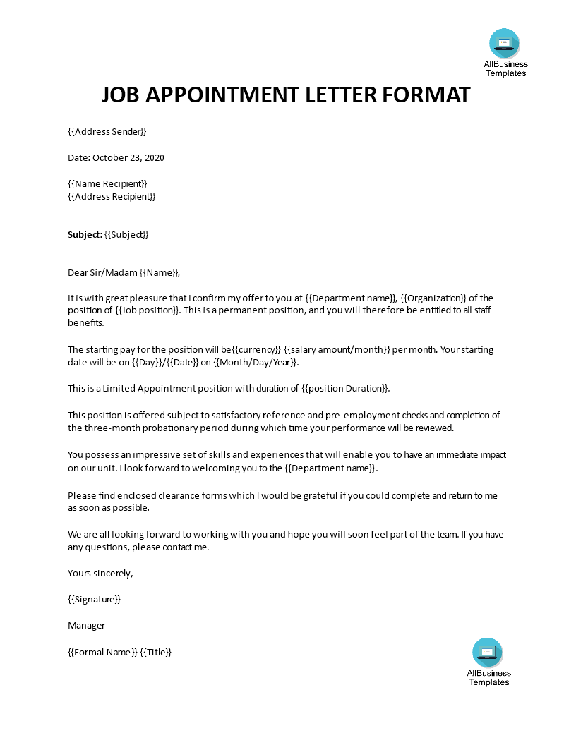 Provisional appointment offer letter job offer appointment