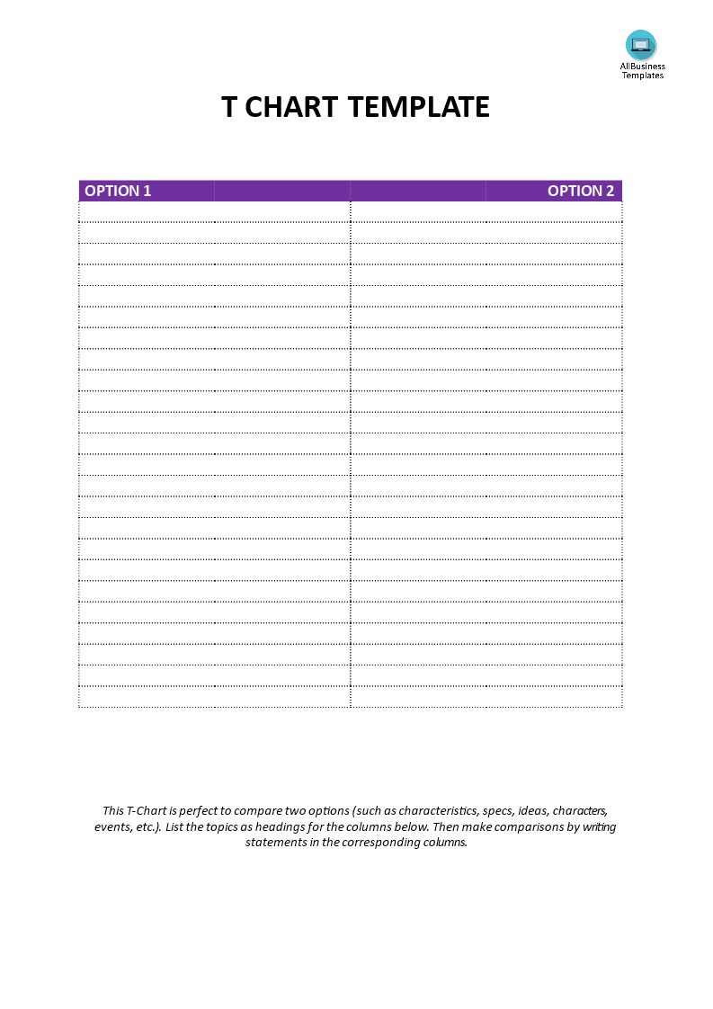 t chart template template