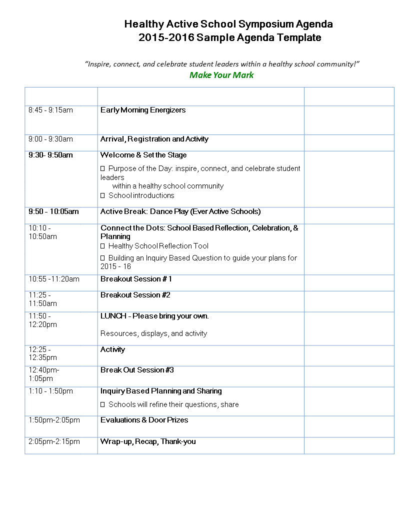 Active School Symposium Agenda template main image