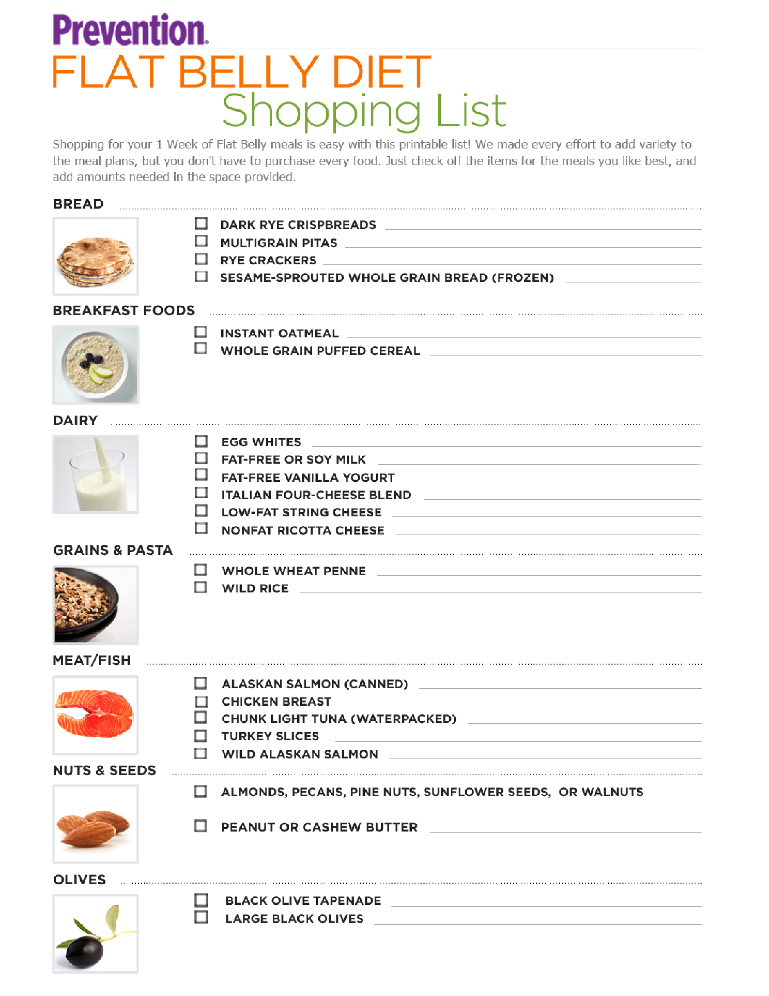 Printable Diet Shopping List main image