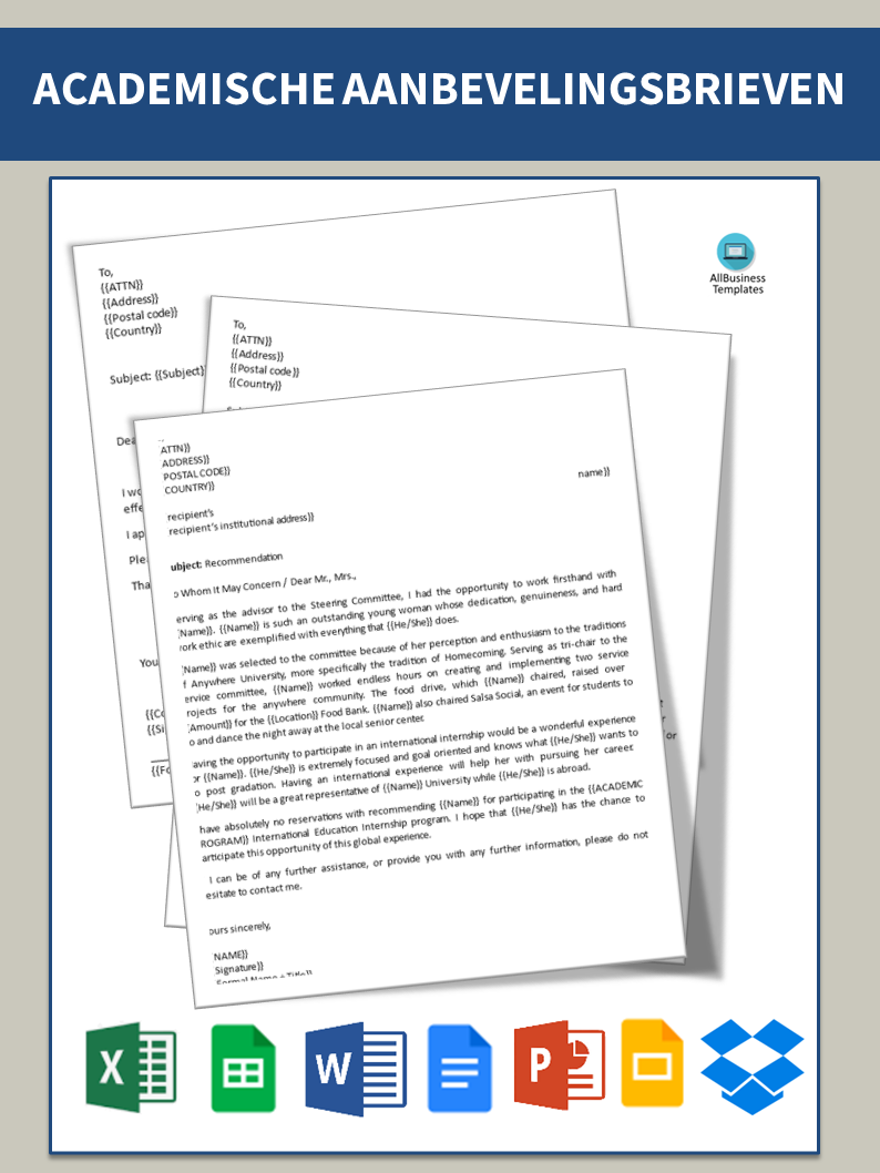 academische aanbevelingsbrief template