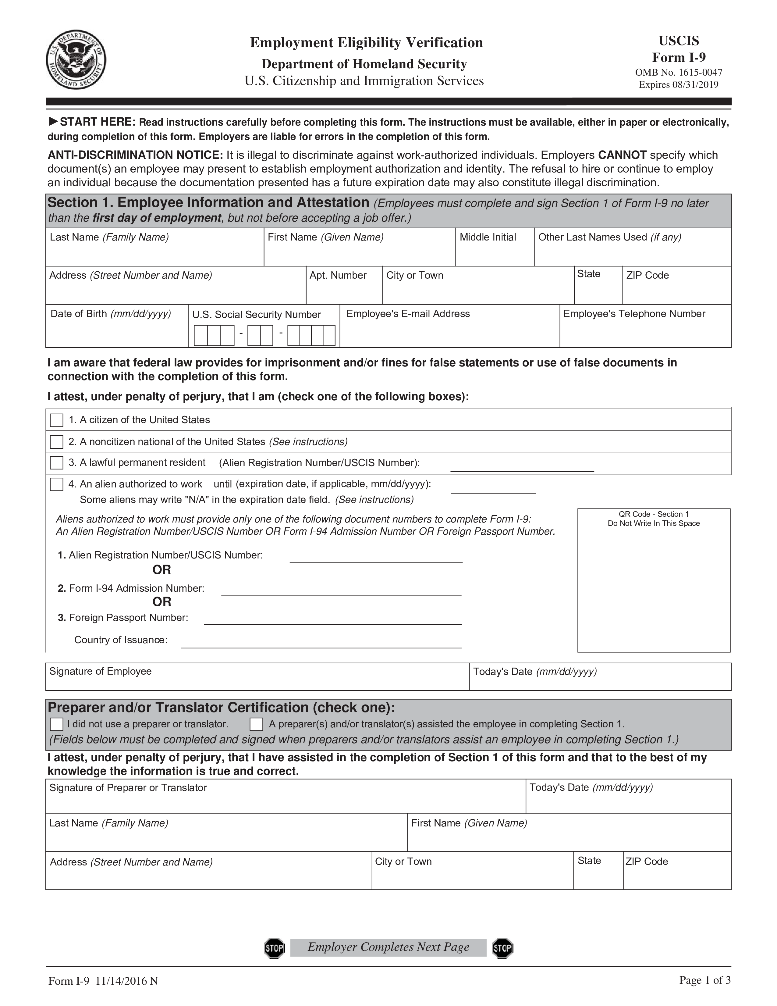 employment eligibility verification form Hauptschablonenbild